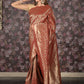 Rajwada Red Shaded Silk Blend Woven Saree with Unstitched Blouse for Women