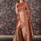 Rajwada Red Shaded Silk Blend Woven Saree with Unstitched Blouse for Women