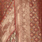 Rajwada Red Shaded Silk Blend Woven Saree with Unstitched Blouse for Women