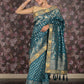 Rajwada Teal Woven Heavy Silk Blend Bridal Saree With Unstitched Blouse For Women
