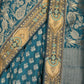 Rajwada Teal Woven Heavy Silk Blend Bridal Saree With Unstitched Blouse For Women