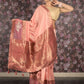 Rajwada Peach Embellished Crepe Saree Without Blouse For Women
