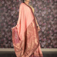 Rajwada Peach Embellished Crepe Saree Without Blouse For Women