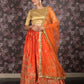 Rajwada Orange Satin Embroidered Semi Stitched Lehenga With Unstitched Blouse For Women