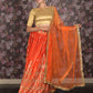Rajwada Orange Satin Embroidered Semi Stitched Lehenga With Unstitched Blouse For Women