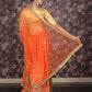 Rajwada Orange Satin Embroidered Semi Stitched Lehenga With Unstitched Blouse For Women