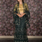 Rajwada Dark Green Embroidered Semi-Stitched Net Lehenga with Unstitched Blouse for Women