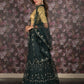 Rajwada Dark Green Embroidered Semi-Stitched Net Lehenga with Unstitched Blouse for Women