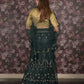 Rajwada Dark Green Embroidered Semi-Stitched Net Lehenga with Unstitched Blouse for Women