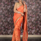 Rajwada Orange Embroiedered Crepe Saree Without Blouse For Women