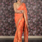 Rajwada Orange Embroiedered Crepe Saree Without Blouse For Women