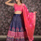 Rajwada Navy Blue Silk Blend Woven Semi-Stitched Lehenga with Stitched Blouse for Women