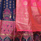 Rajwada Navy Blue Silk Blend Woven Semi-Stitched Lehenga with Stitched Blouse for Women