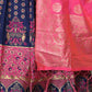 Rajwada Navy Blue Silk Blend Woven Semi-Stitched Lehenga with Stitched Blouse for Women