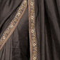 Rajwada Dark Grey Embroidered Crepe Saree with Unstitched Blouse for Women