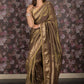 Rajwada Dark Olive Embroidered Silk Blend Saree with Unstitched Blouse for Women