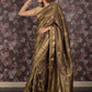 Rajwada Dark Olive Embroidered Silk Blend Saree with Unstitched Blouse for Women