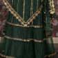 Rajwada Dark Green Embroidered Semi Stitched Net Lehenga Set With Dupatta And Unstitched Blouse For Women