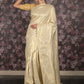 Rajwada Off White Gold Thread Woven Silk Blend Saree with Unstitched Blouse for Women