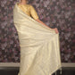 Rajwada Off White Gold Thread Woven Silk Blend Saree with Unstitched Blouse for Women