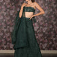 Rajwada Dark Green Embroidered Semi-Stitched Net Lehenga with Unstitched Blouse for Women