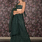 Rajwada Dark Green Embroidered Semi-Stitched Net Lehenga with Unstitched Blouse for Women