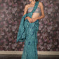 Rajwada Teal Sequins Embroidered Georgette Saree With Unstitched Blouse For Women