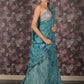 Rajwada Teal Sequins Embroidered Georgette Saree With Unstitched Blouse For Women
