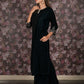 Rajwada Teal Sequins Embroidered Velvet Stitched Kurta Set for Women