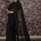 Rajwada Black Sequins Embroidered Georgette Saree With Unstitched Blouse For Women