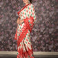 Rajwada Cream Printed Silk Blend Saree with Unstitched Blouse for Women