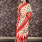 Rajwada Cream Printed Silk Blend Saree with Unstitched Blouse for Women