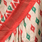 Rajwada Cream Printed Silk Blend Saree with Unstitched Blouse for Women