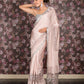 Rajwada Lilac Sequins and Beads Embroidered Lycra Saree with Unstitched Blouse for Women