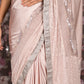 Rajwada Lilac Sequins and Beads Embroidered Lycra Saree with Unstitched Blouse for Women