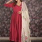 Rajwada Maroon Long Stitched Kurta Set With Dupatta For Women