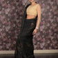 Rajwada Black Foil Print Chiffon Saree With Unstitched Blouse For Women