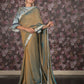 Rajwada Brown Blue Shaded Crepe Saree with Stitched Blouse for Women