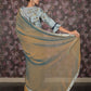 Rajwada Brown Blue Shaded Crepe Saree with Stitched Blouse for Women