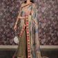 Rajwada Multicolored Sequins Embellished Heavy Net Saree With Unstitched Blouse For Women