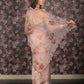 Rajwada Beige Beads Embroidered Floral Printed Organza Saree with Unstitched Blouse for Women