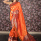 Rajwada Orange Silk Blend Woven Saree with Unstitched Blouse for Women
