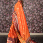 Rajwada Orange Silk Blend Woven Saree with Unstitched Blouse for Women