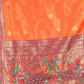 Rajwada Orange Silk Blend Woven Saree with Unstitched Blouse for Women