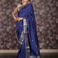 Rajwada Dark Blue Silk Blend Woven Brocade Saree with Unstitched Blouse