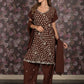 Rajwada Brown Sequins Embroidered Semi Stitched Kurta Set With Dupatta For Women