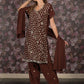 Rajwada Brown Sequins Embroidered Semi Stitched Kurta Set With Dupatta For Women