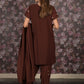 Rajwada Brown Sequins Embroidered Semi Stitched Kurta Set With Dupatta For Women
