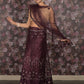 Rajwada Purple Semi Stitched Thread Embroidered Net Lehenga with Unstitched Blouse And Dupatta For Women