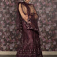 Rajwada Purple Semi Stitched Thread Embroidered Net Lehenga with Unstitched Blouse And Dupatta For Women